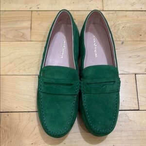 MAUD FRIZON Green Suede Loafers 40